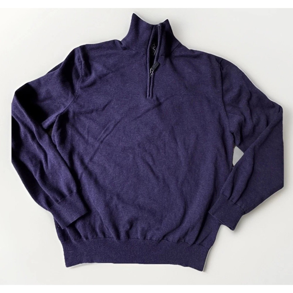 Jos. A. Bank Traveler Men's Large Full-Zip Mock Neck Sweater Jacket Purple